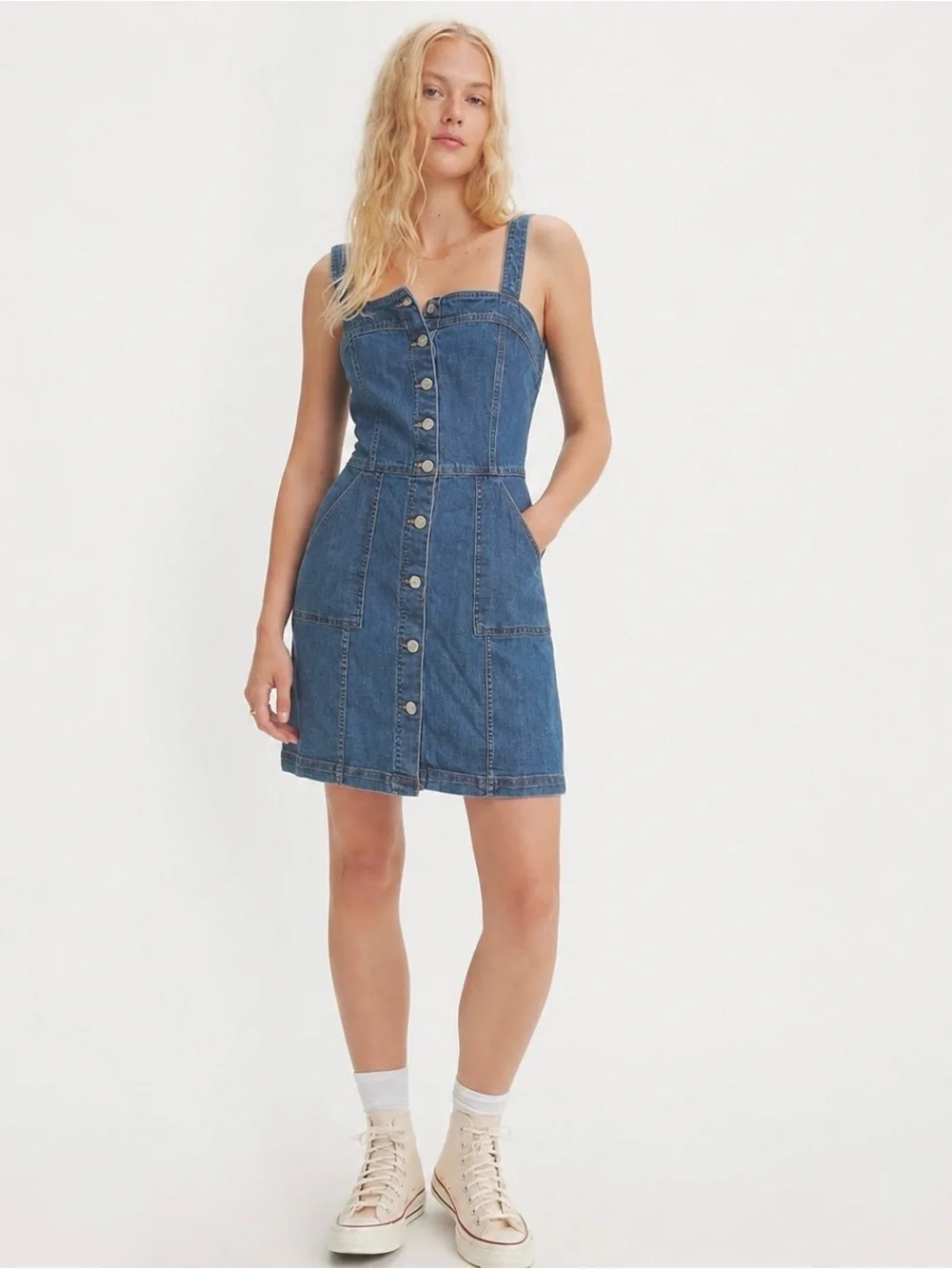 Denim Button Down Jumper Dress 8 M